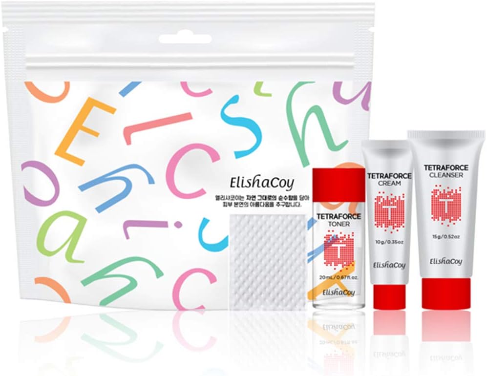[EC ELISHACOY] TETRAFORCE Skin Care Trial Kit(Cleanser 15g / Toner 20ml / Cream 10g / Cotton Pad 10ea) / Sebum Control & Pore Care for Oily Acne Prone Skin