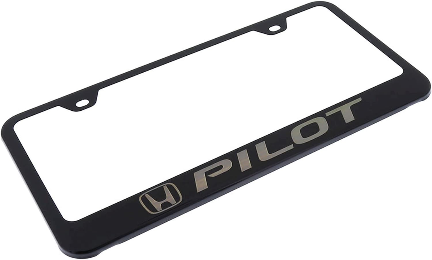 Au-TOMOTIVE GOLD Laser Etched Logo Stainless Steel License Plate Frame for Honda Pilot (Black)