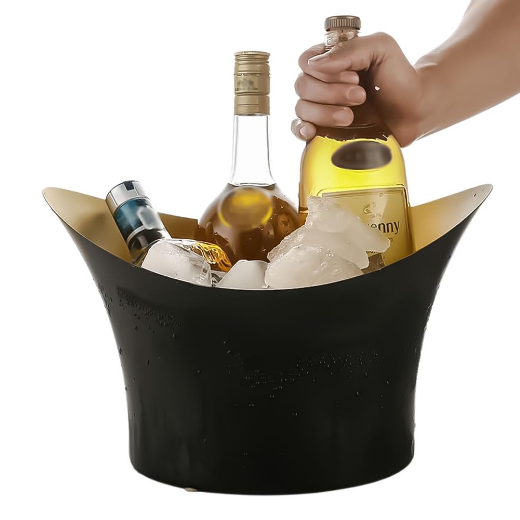 Secchio per birra grande, ispessito, mantiene il ghiaccio freddo e secco, per feste, vino, birra, club, bar, matrimoni, contenitore per il ghiaccio, (nero)