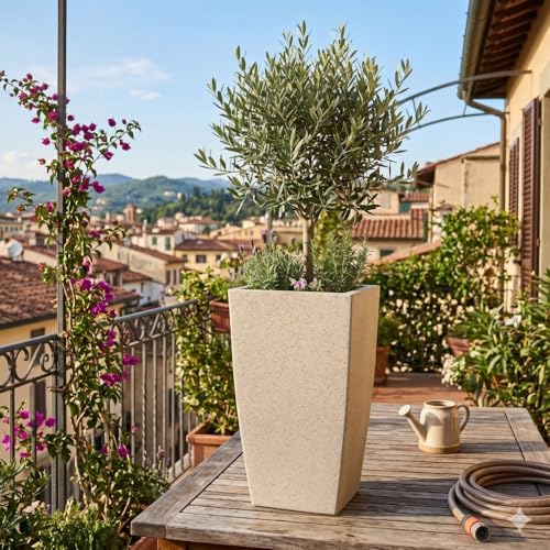 Image of Plastic Planter Pot Gamla 12Inch | 18 Inch | 24 Inch Color White | Black | Beige, White, 24 Inch (Plant Not Included)
