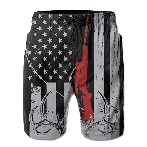 Tincall American Flag Fishing Beach Shorts Elastic Waist Swim Trunks Surf Bathing Suit