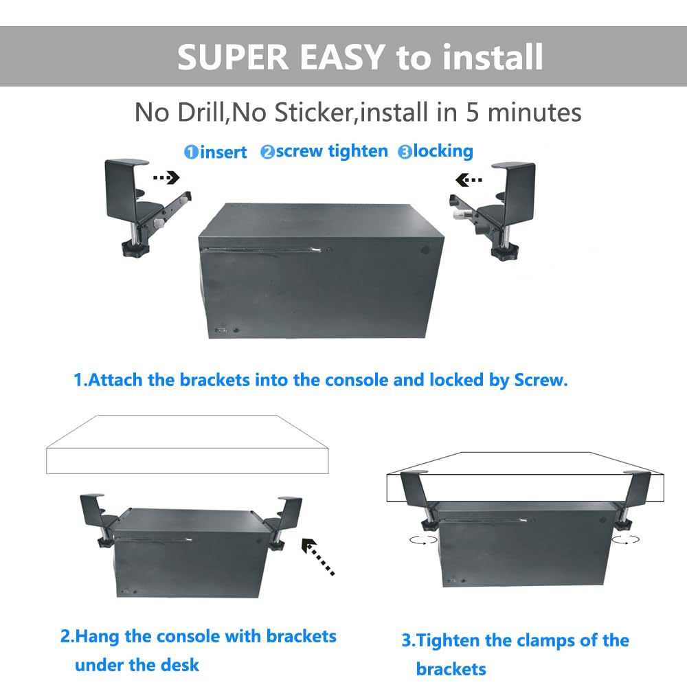 Cryusnox Under Desk Mount for Xbox Series X(Strong clamp installation,No Drill,No tape,Enduring paint finish,Compatible with Xbox Series X,Black)
