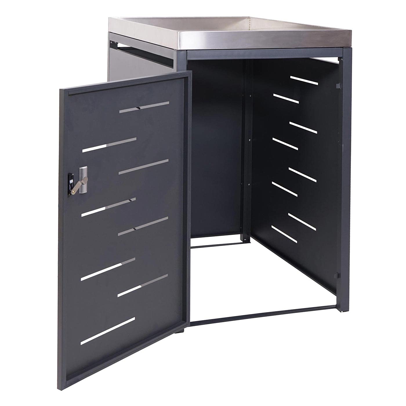 XL 1/2 Mülltonnenverkleidung HWC-H40, Mülltonnenbox, Pflanzkasten EdelstahlMetall 40kg 125x75x102cm erweiterbar