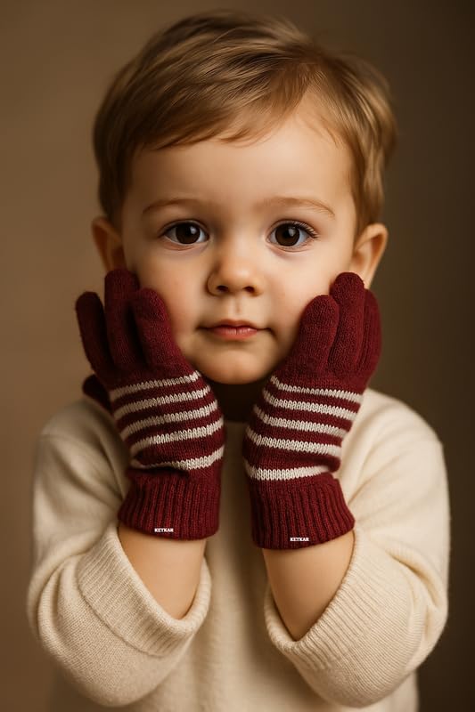 KETKAR Kids Winter Magic Gloves | Stretchable Warm Knit Gloves for Boys & Girls | Multicolor | Age 3 Years To 4 Years | Pack of 6 4