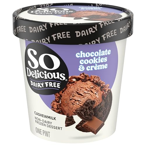 So Delicious Dairy Free Cashew Milk Frozen Dessert, Chocolate Cookies N’ Cream, Vegan, Non-GMO Project Verified, 1 Pint