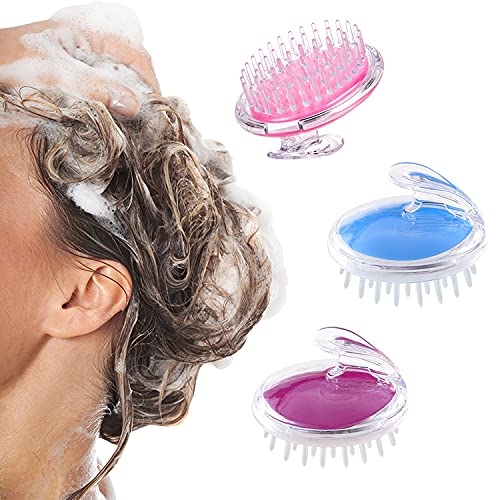 URVINOUS Hair Scalp Shampoo Brush For Natural Hair Care & Growth - Soft Silicone Bristles Scrubber For Men, Women - All Hair Types, Straight, Wavy, Curly (Multi color)