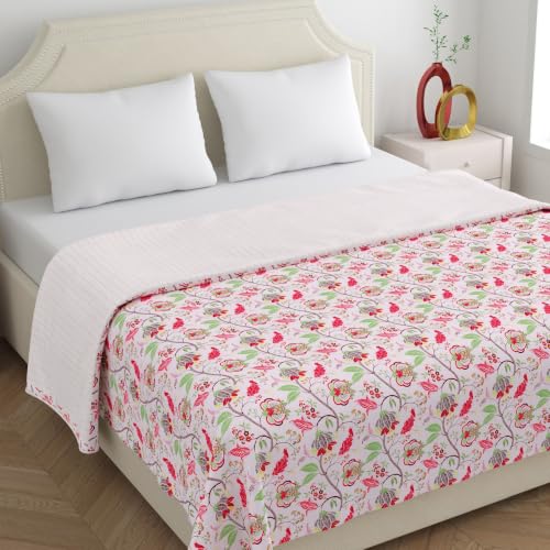 Image of Home Ecstasy 100% Cotton Mulmul Reversible Dohar for Double Bed 210 GSM (86 x 88 inches), Pink