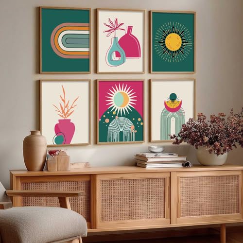 Image of kotart Minimal Boho Paintings with Frame for Home Decor - Painting for Wall Decoration - Pack of 6 (19x25 inch)