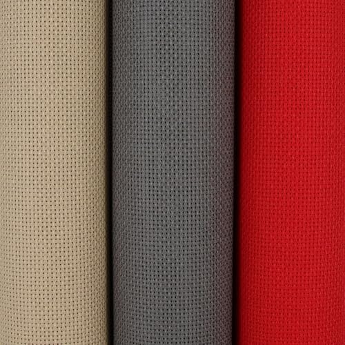 Image of KCS 3 pc of 15 inch x 18 inch(38cmx45cm) Counted Cross Stitch Cotton Aida Cloth Needlework Rolled Fabric Box,18CT,Red+Khaki+Dark Grey