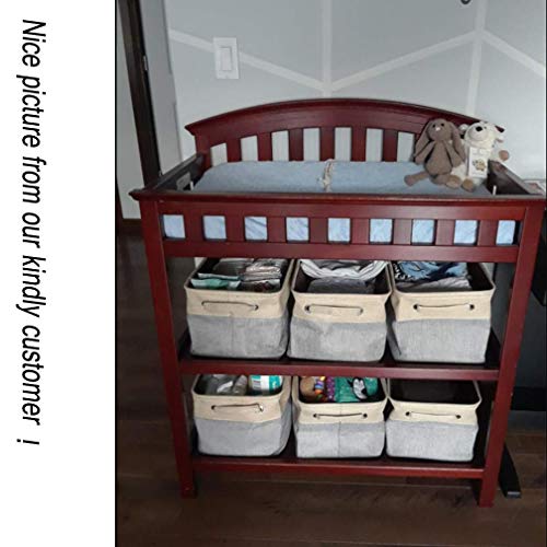 Awekris Foldable Storage Bin Basket Set [3-Pack] Canvas Fabric Collapsible Organizer With Handles Storage Cube Box For Home Office Closet, Grey/Tan (Grey) #TOP4