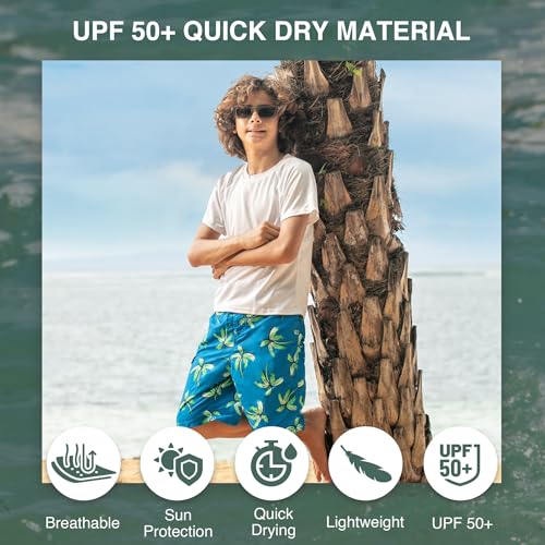 Image of Kanu Surf Boys' Terrapin Turtle Quick Dry Beach Board Shorts Swim Trunk