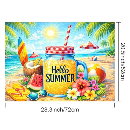 Image of HOMETITUTE Hello Summer Stove Top Cover 28x20 Juice Jar Beach Heat Resistant