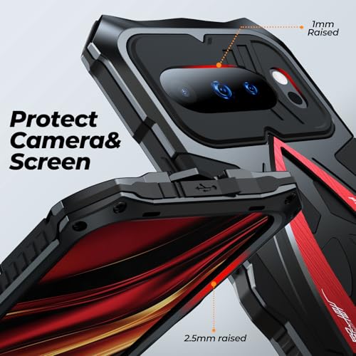 Image of Lunivop for Google Pixel 10 Pro Case /Pixel 10 Case Metal Hard Phone Case Cover Case para Screw with Camera Protection Heavy Duty metalicas Military Grade Black Red