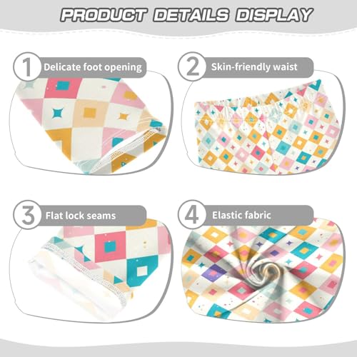 KLL Watercolor Plaid Multicolor Toddler Girls' Cotton Pants Fashion Full Length Activewear Exercise3