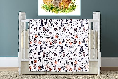 Image of Baby Plush Minky Blanket Double Layer with Dotted Backing for Baby Girl or Baby Boy (Halloween 3)