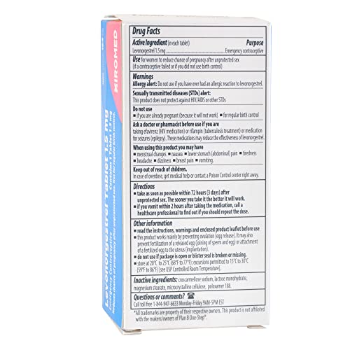 Xiromed Emergency Contraceptive Pill For Women - 1.5 Mg Levonorgestrel Tablet - Reduces Chance Of Pregnancy After Unprotected Sex - Compare To Plan B One-Step - Take Next Morning #TOP2
