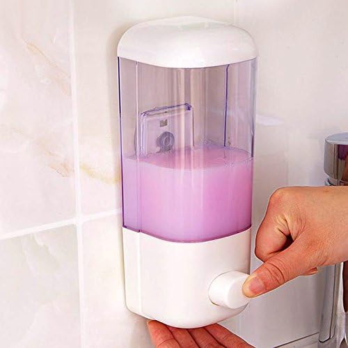 iTradeIMEX Plastic ABS Wall Mounted Single Soap Dispenser with Manual Push Button (Size: 500 ml, Transparent Tank)