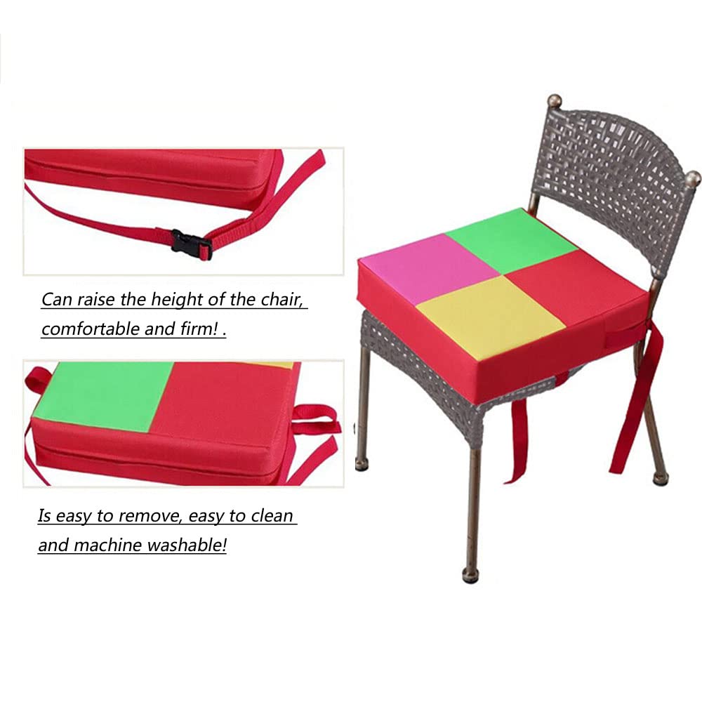 Chickwin Cuscino Rialzo Sedia per Bambini, Kawaii Cuscino Alzasedia per Bambini, Smontabile, Regolabile, Lavabile, con Cinghie per Sedia (Colorato,32x32x8cm)