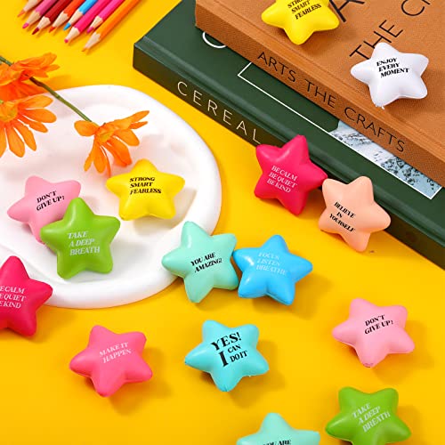 100 Pack Star Stress Ball Stress Relief Balls with Motivational Quotes Mini Motivational Stress Ball Inspirational Foam Balls for Kids Adults Stress Anger Fidget Relief Exercise (Fresh Colors) - Image 6