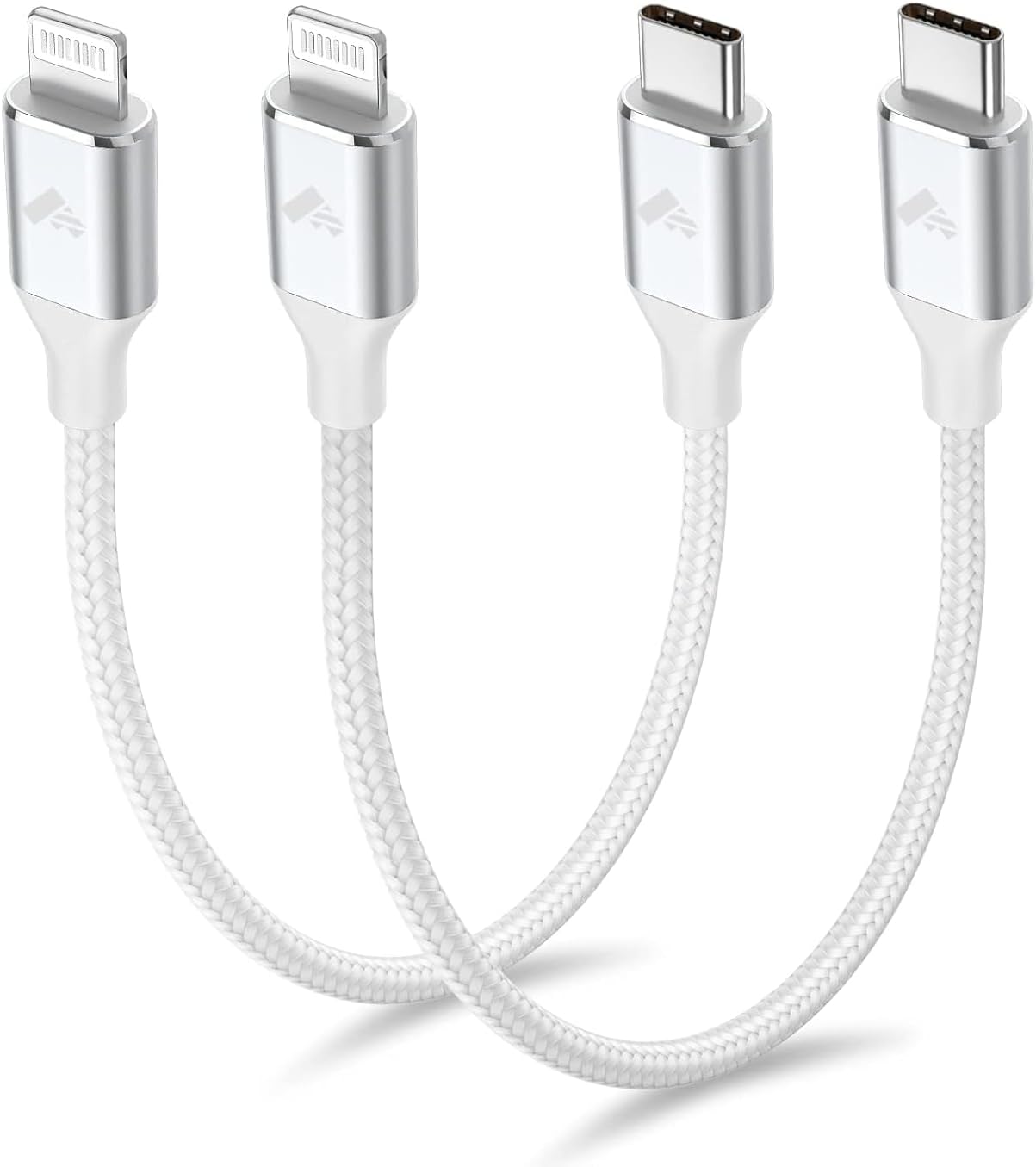 Aiminu 1ft 2Pack USB C to Lightning Cable, Short, Power Delivery, MFi Certified, Braided, Fast Charging for iPhone 13/12/11/XR/XS/X/8 Plus/SE, iPad