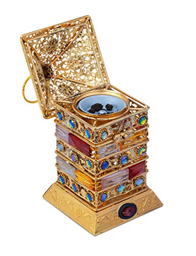 Am Led Electric Incense Burner – Bakhoor Insence Holder - Frankincense Resin Burner - For Home Decor, Study, Bedroom, Yoga, Spa & Aromatherapy - 8” Tall (Gold) #TOP1