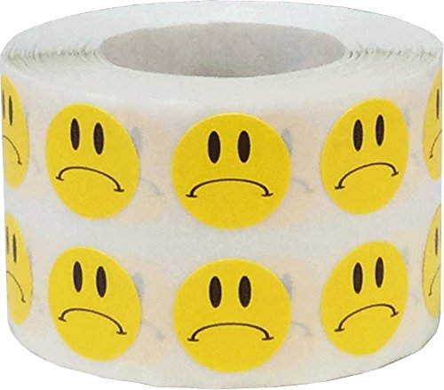 Stickers émoji triste jaune 1,27 cm pour repérer les erreurs de classement