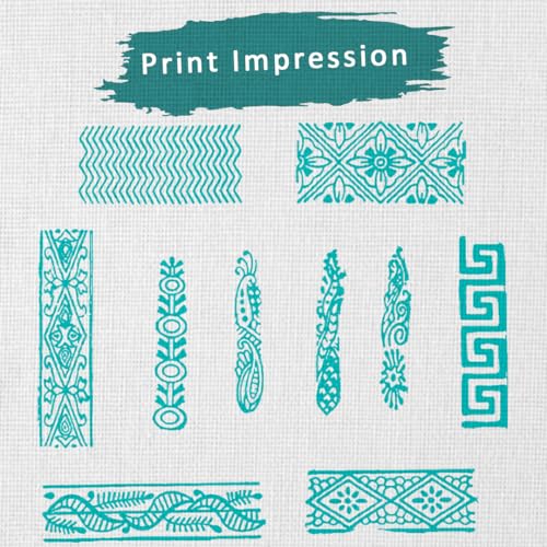 Image of Wooden Indian Traditional Design Printing Stamps /Blocks for Printing Saree Border /Dresses /Craft Card Making /Scrapbook /Clay Pottery (Set of 10)
