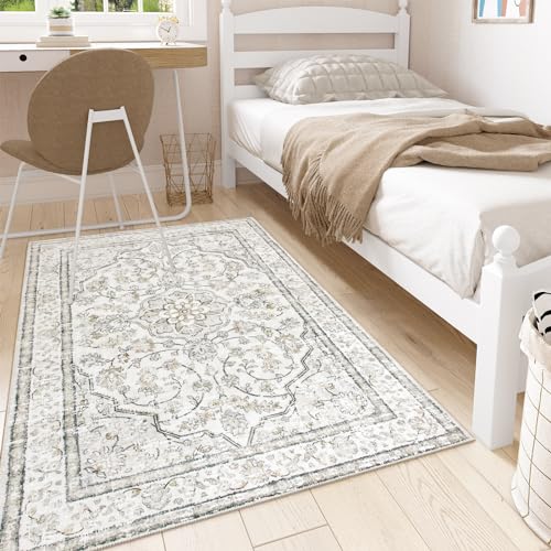 Tapete decorativo beige Lahome 3x5 Oriental Boho miniatura 3