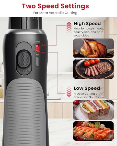 Image of New Upgrade Cordless Electric Knife,Serrated Blade Knife for Turkey, Meat Slicing, Fillet, Bread, Ergonomic Design Cutting Knifes with Comfortable Contoured Grip, USB-C Rechargeable, Easy-Slice,Black