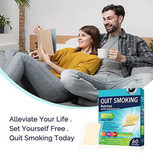 Image of Quit Smoking Patches Step 3 in 1,60 Count Stop Smoking Aids Patches Smoking Aid to Help Quit Smoking Transdermal System Patch Help to Quit that Work