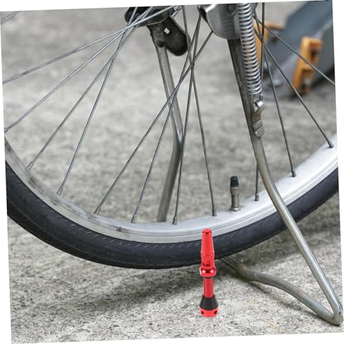 SUPVOX Set de 2 Válvulas de Vacío Francesas de Aleación de Aluminio Rojas para Neumáticos Sin Cámara, Válvulas Laterales Ligeras para Bicicleta miniatura 4