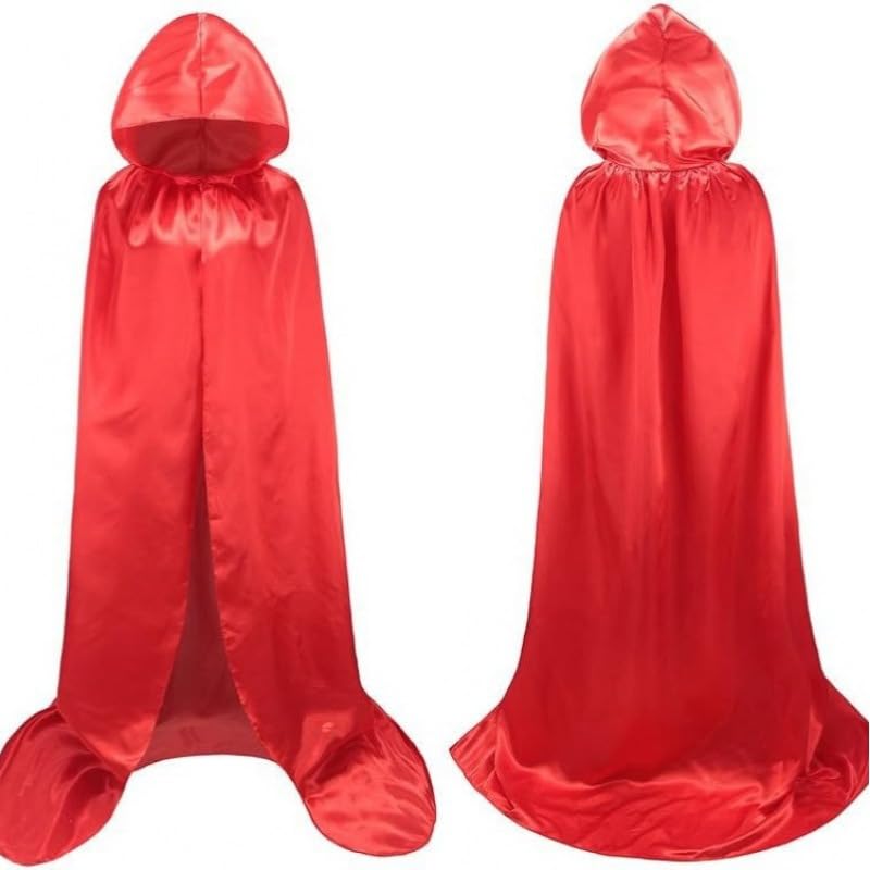 LKNBIF Hooded Cape, Black Hooded Cape, Witch Cosplay Adult/Kids Fancy Dress Costume