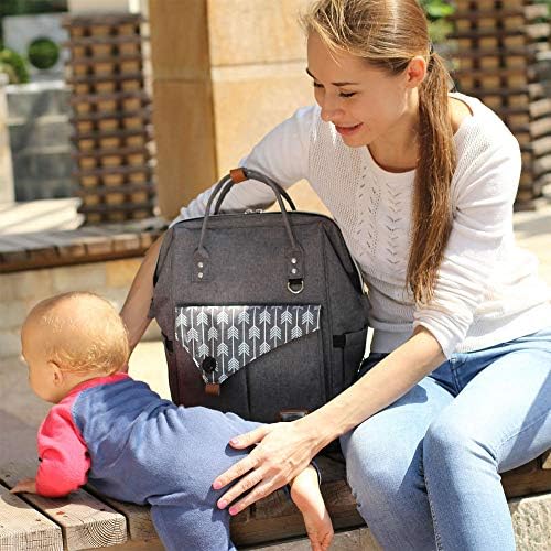 Lekebaby Nappy Changing Bag Backpack with Changing Mat, Arrow Print
