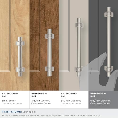 Image of Amerock | Cabinet Pull | Satin Nickel | 6-5 /16 inch (160 mm) Center to Center | Davenport | 1 Pack | Drawer Pull | Drawer Handle | Cabinet Hardware