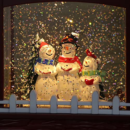 Image of Eldnacele Red Snowman Musical Snow Globe Lantern with 6H Timer
