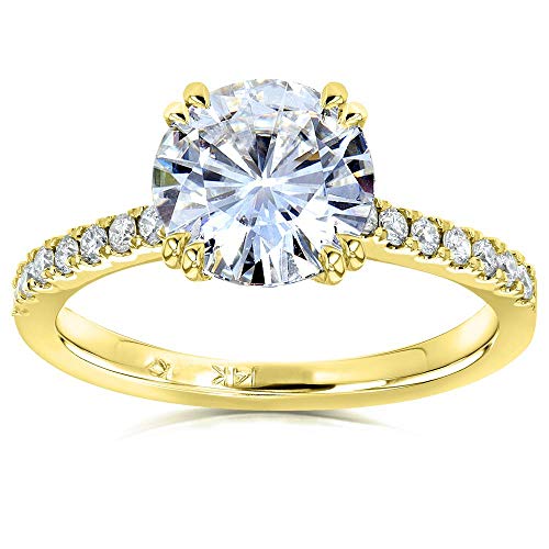 Kobelli Moissanite and Lab Grown Diamond Engagement Ring 2 1/10 CTW 14k Yellow Gold (GH/VS, DEF/VS)