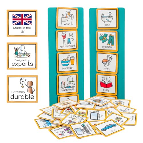 Visual Timetable Children's Routine Chart with 35 communication cards to support transition for autism, adhd, down's syndrome, speech and language delay. (Visual Timetable for Children at Home)