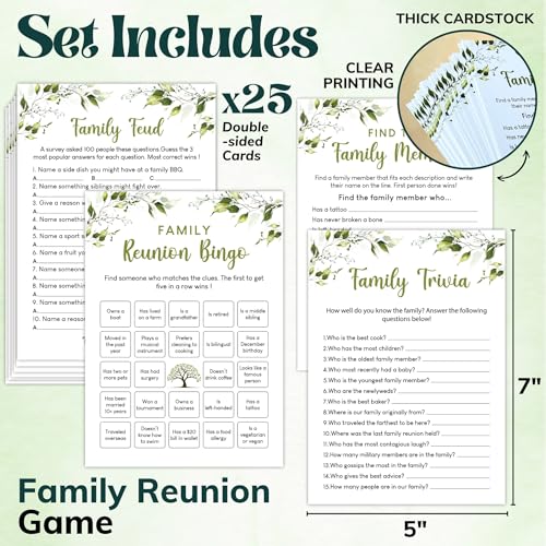 WOODAMORE Family Reunion Games and Activities - Family Feud Game Cards, Trivia Games for Family, How Well Do You Know Your Family Bingo Game