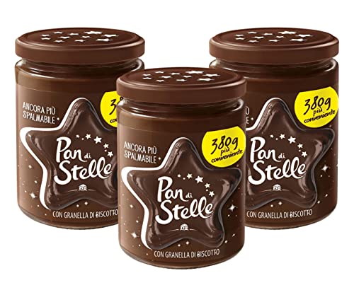 3X Pan di Stelle - Crema Spalmabile di Cacao e Nocciole con Granella di Biscotto 380 g - Nuovo Formato e Restyling