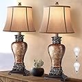 29" Farmhouse Rustic Table Lamps, Set of 2 - 3-Color Temperature Dimmable for Bedroom and Living Room Decor