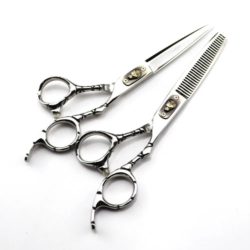 Forbici per Capelli, Forbici da 6 Pollici in Acciaio 440C, Forbici per Capelli Wolf, Strumenti da Barbiere, Forbici per Sfoltire, Set di Forbici da Parrucchiere