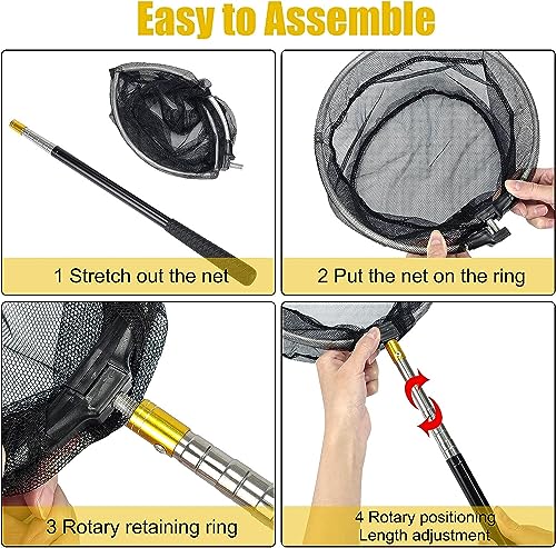 LATERN 2 Stück Schmetterlingsnetz Fischerkescher, 170cm Teleskop Schmetterlingsnetz Fischernetz Pool Laubkescher - Ausziehbar von 66 bis 172cm für Schmetterling Vogel Fisch Fangfreigabe