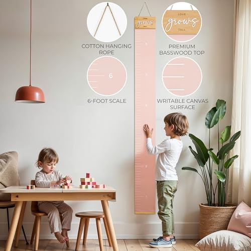 image for KIBAGA Beautiful Growth Chart for Wall - Cute Height Chart to Easily T