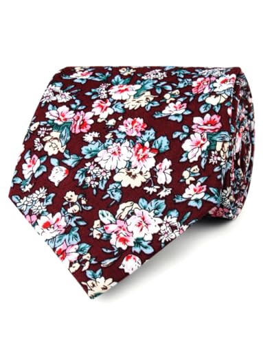 Image of OTAA Floral Necktie Casual Ties for Men - Perfect Neck Tie for Groomsmen Wedding Ties or Formal Occasions