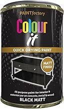 All Purpose Tin Paint 300ml Quick and Fast Drying and Excellent Coverage for Metal, Wood, Plastic and More for Interiro and Exterior (1 x Pack, BLACK MATT)