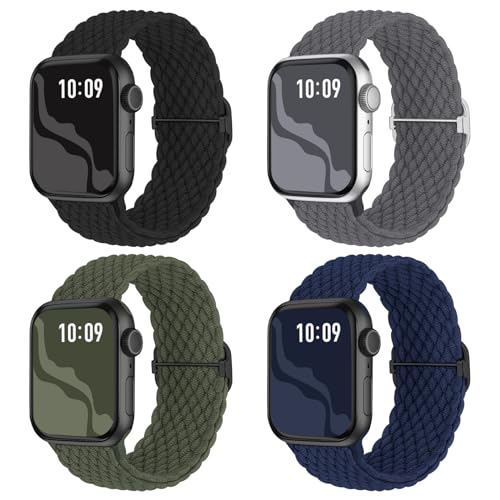 Braided Stretchy Solo Loop Compatible for Apple Watch Band 38mm 40mm 41mm 42mm 44mm 45mm 46mm 49mm for Women Men, Nylon Elastic Straps Wristbands for iWatch Series 11/10 9 8 7 6 5 4 3 SE/Ultra 3 2 1