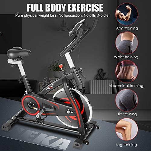 Heka Heimtrainer Fahrrad mit 13 kg Schwungrad,Indoor Bike, Hometrainer für zu Hause, Fitnessbike mit Pulsmesserr & LCD… – Bild 5