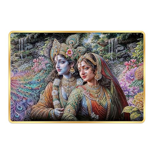 Image of Indianara Radha Krishna Painting With Golden Frame, 18 x 12 Inches (Style 4)