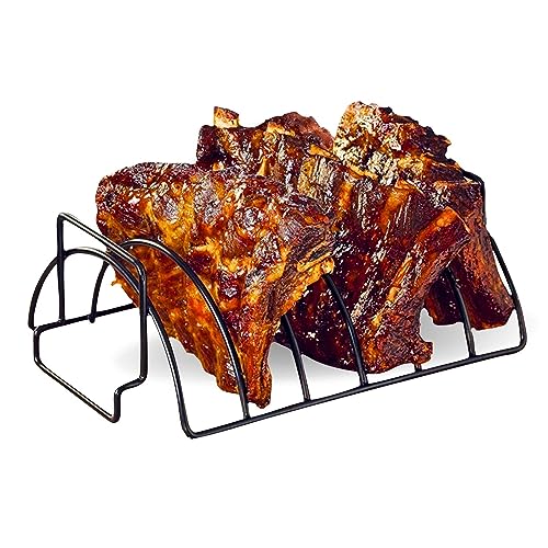 Kyto Sparerib Halter Rippchen Halter Spareribs Halter Grill Steaks Fleisch Gemüse Halter Schwarz Black Stahl