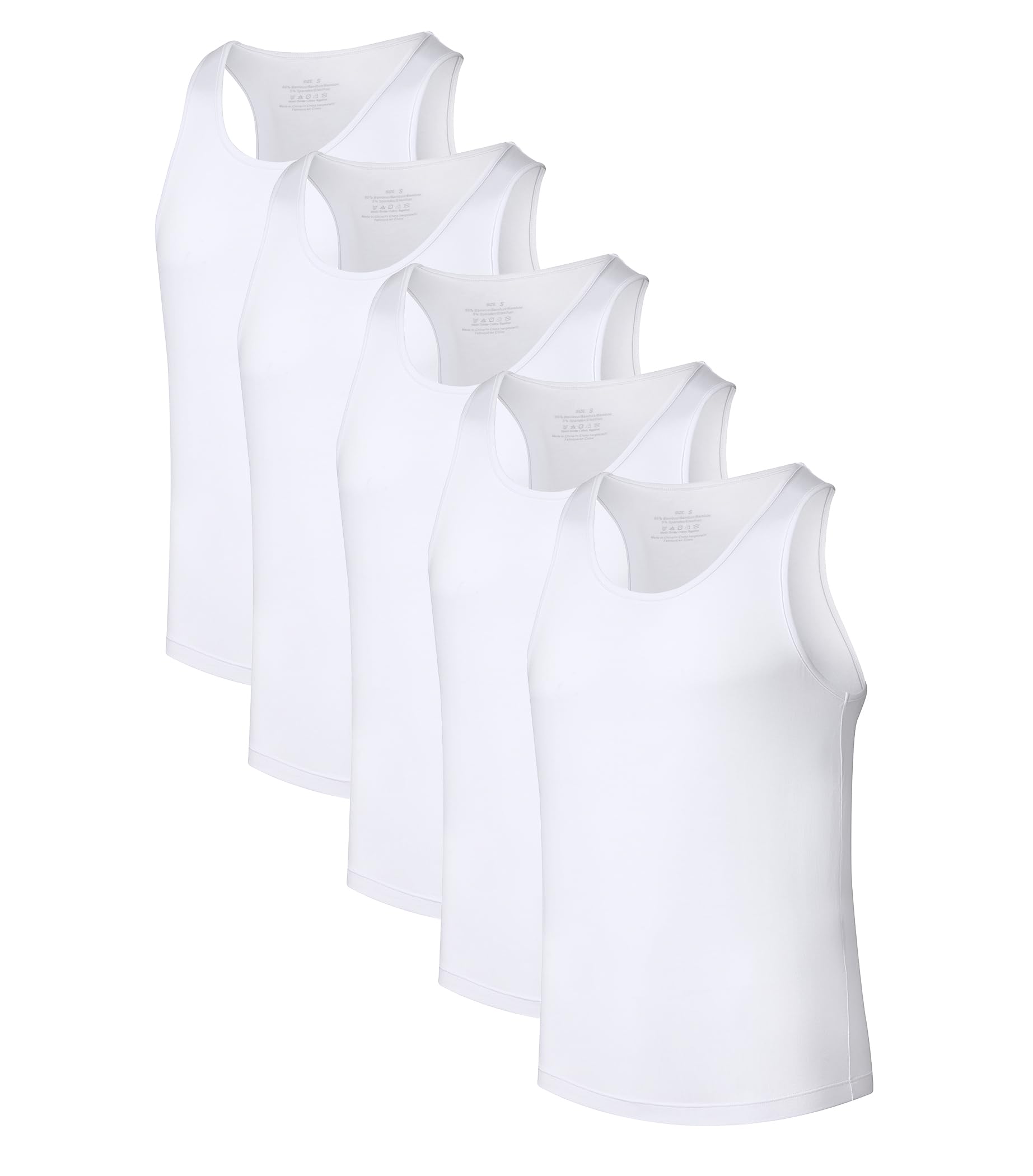 COLORFULLEAF Camisetas sin mangas de rayón de bambú para hombre, cuello redondo, elásticas, paquete (1 o 3)